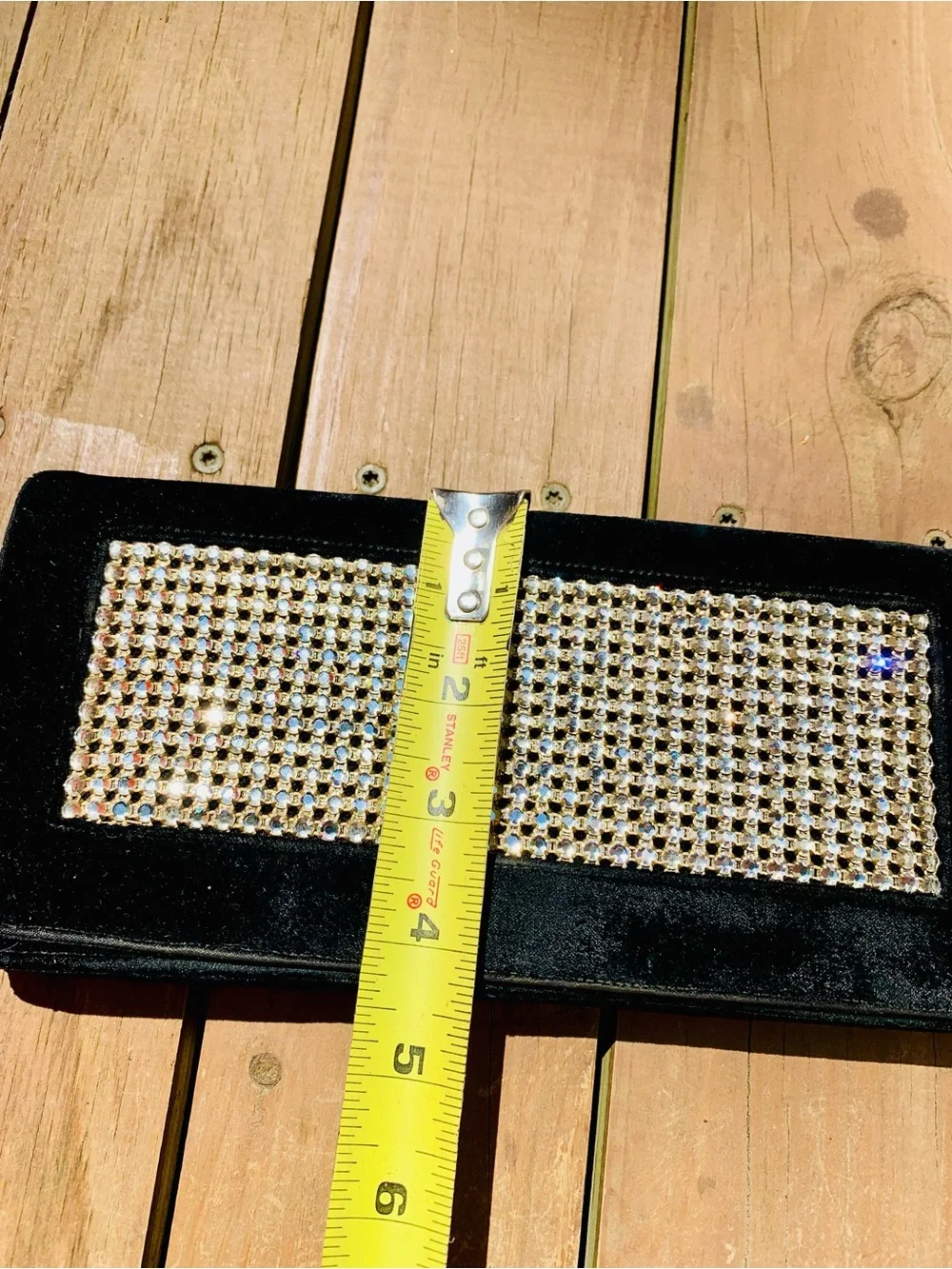 Black Velvet Rhinestone Crystal Clutch